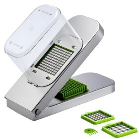 Vegetable Chopper, Food Veggie Cutter with 3 Stainless Steel Blades, Onion Slicer with Container