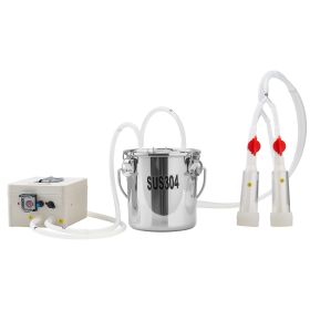 Goat Milking Machine, 0.8 Gal / 3 L Food-Grade Stainless Steel Bucket, with 5200 mAh Rechargeable Battery, 2 Teat Cups