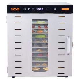 Food Dehydrator Machine, 10 Stainless Steel Trays, 1000W Electric Food Dryer with Digital Adjustable Timer & Temperature for Jerky, Herb, Meat, B