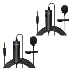 5 Core Professional Omnidirectional Lavalier Microphone 3.5mm Clip-On Lapel Mic For Smartphone DSLR Camera PC Interview Video Camcorders Audio Re (Option: 2Pieces)