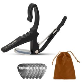 5Core Capo Acoustic Electric Guitar String Clip Banjo Mandolin Or Ukulele + 6Pcs Guitar Picks Celluloid Puas Para Guitarra + Carry Bag - CAPO AL (Option: CAPOALBLK)