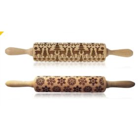 Rolling Pin Christmas Embossing (Option: Reindeer+Snowflake 35cm)