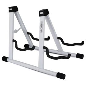 5 CORE Double Guitar Stand Floor Adjustable Heavy Duty A Frame Universal Folding Acoustic Electric Bass Mandolin Banjo Violin Holder Multiple Fol (Option: GSS2N1WH)