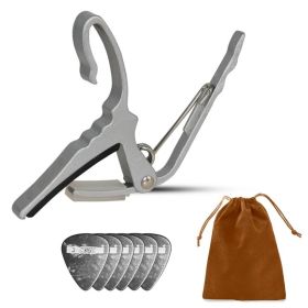 5Core Capo Acoustic Electric Guitar String Clip Banjo Mandolin Or Ukulele + 6Pcs Guitar Picks Celluloid Puas Para Guitarra + Carry Bag - CAPO AL (Option: CAPOALSLV)