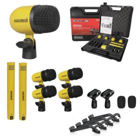 5 Core Drum Microphone Kit 7Pc All Metal Drummer Mics Tom/Snare & Cymbals Wired Instrument Drums Set (Option: Yellow)