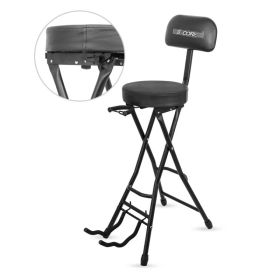 5Core Guitar Stool Adjustable Backrest Piano Chair 3.15" Padded Seat Music Stand (Option: GSTOOLRNDBLKREST)