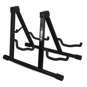 5 CORE Double Guitar Stand Floor Adjustable Heavy Duty A Frame Universal Folding Acoustic Electric Bass Mandolin Banjo Violin Holder Multiple Fol (Option: GSS2N1BLK)