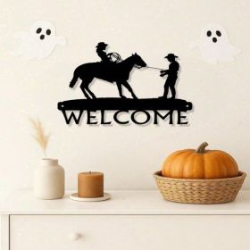 CIFbuy Western Vintage Distressed Embroidered Welcome Wall Hanging Decor For Living Room Entryway Bedroom (TikTok, Temu Pick-up Service) (Option: defaulttitle)