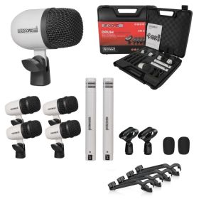 5 Core Drum Microphone Kit 7Pc All Metal Drummer Mics Tom/Snare & Cymbals Wired Instrument Drums Set (Option: White)