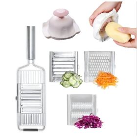 Stainless Steel Grater, Vegetable And Fruit Slicer, Peeler (Option: 3sets tools Pink hand guard)