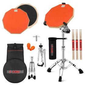 5 Core Drum Practice Pad Set 12" Adjustable Snare Drumming Stand Double Sided Silent Drummer Kit - DPAD COMBO ORG (Option: DPADCOMBOORG)
