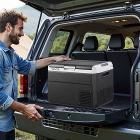 12 Volt Car Refrigerator Portable Freezer 52.8QT Electric Cooler For Camping (Option: Black)