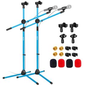 5 Core Mic Stand 2Pcs Floor Height Adjustable Tripod Microphone Stands W Telescoping Boom Arm (Option: SkyBlue)