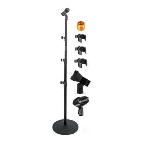 5 Core Microphone Stand 3 Level Height Adjustable 24-67" W Heavy Duty Round Base Floor Mic Stands (Option: MSRBL3T)