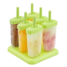 6Pcs Popsicle Molds Reusable Ice Cream DIY Ice Pop Maker Ice Bar Maker Plastic Popsicle Mold For Homemade Iced Snacks (Option: Green)