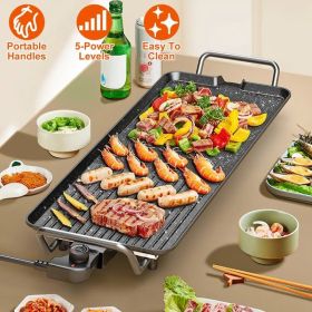 Electric Barbecue Grill Hot Plate Cooking BBQ Griddle Non-Stick Table Top Grill Griddle For Indoor Outdoor Camping Picnic (Option: 1400WMSize)