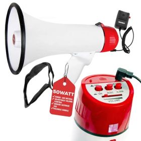 5 Core Megaphone 50W Bull Horn PA Speaker W 300M Range Loud Siren Voice Amplifier Portable (Option: MRecordingUSB)