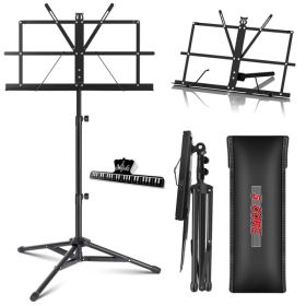 5 Core Music Stand Adjustable Desktop Book Stands Portable Sheet Holder All Metal Foldable Bookstand - MUS FLD BLK (Option: MUSFLDBLK)