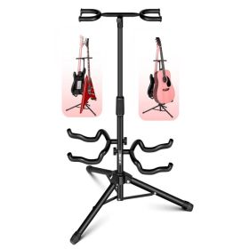 5 Core Guitar Stand Adjustable Double Guitars Stands Floor W Neck Holder Universal Supports For Acoustic Electric Classic Bass Instrument Folding (Option: Foldablefor2Guitar)